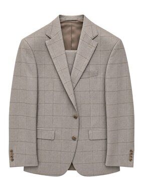 Custom Coppley Men's Light Beige Windowpane Suit Jacket & Pants